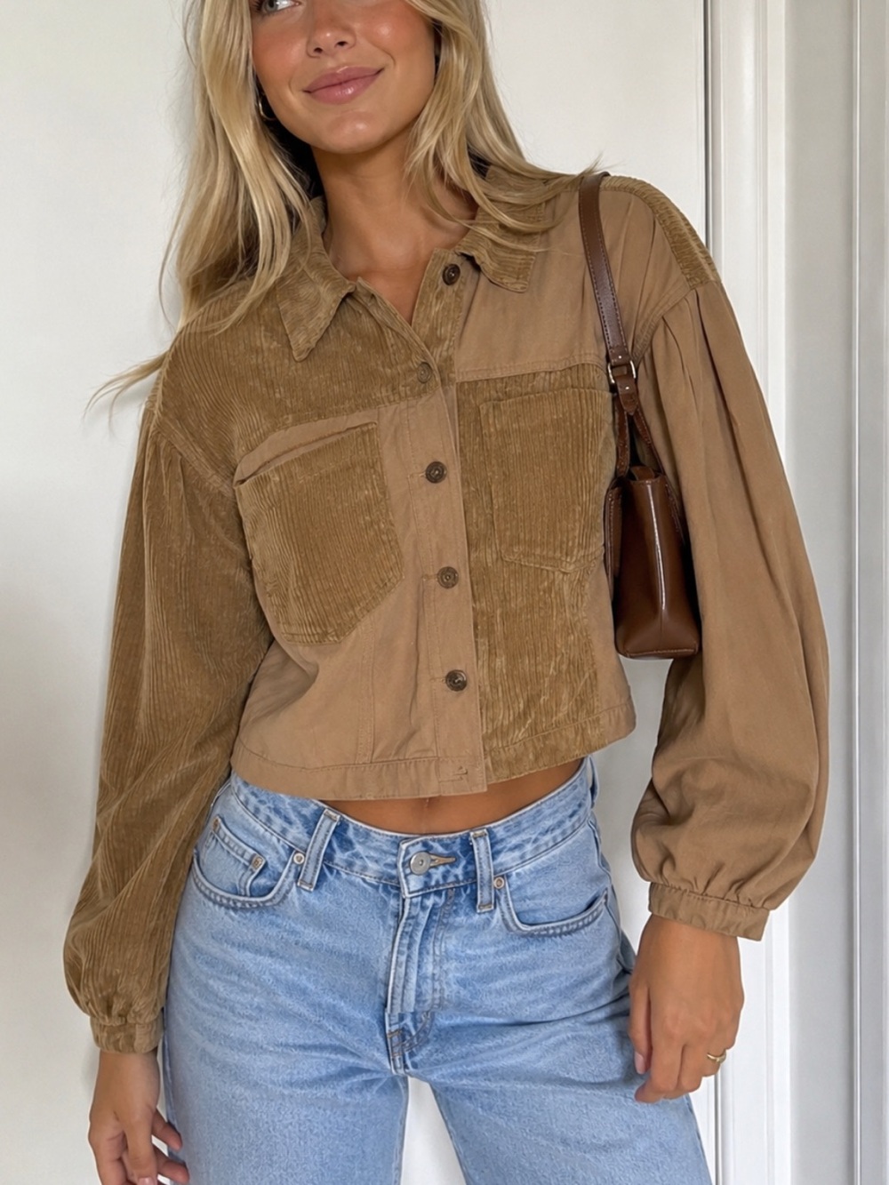 Easel Camel Cotton Corduroy and Patch-Style Jacket Size Large 39514